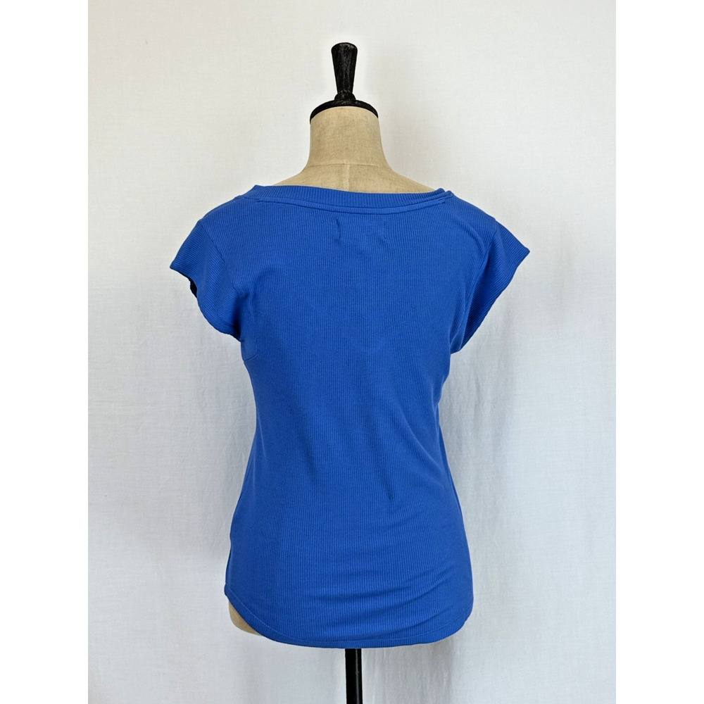 NWT Dear John Boutique Uri Cornflower Blue V Neck Short Sleeve Top #0403 XS - Picture 3 of 8